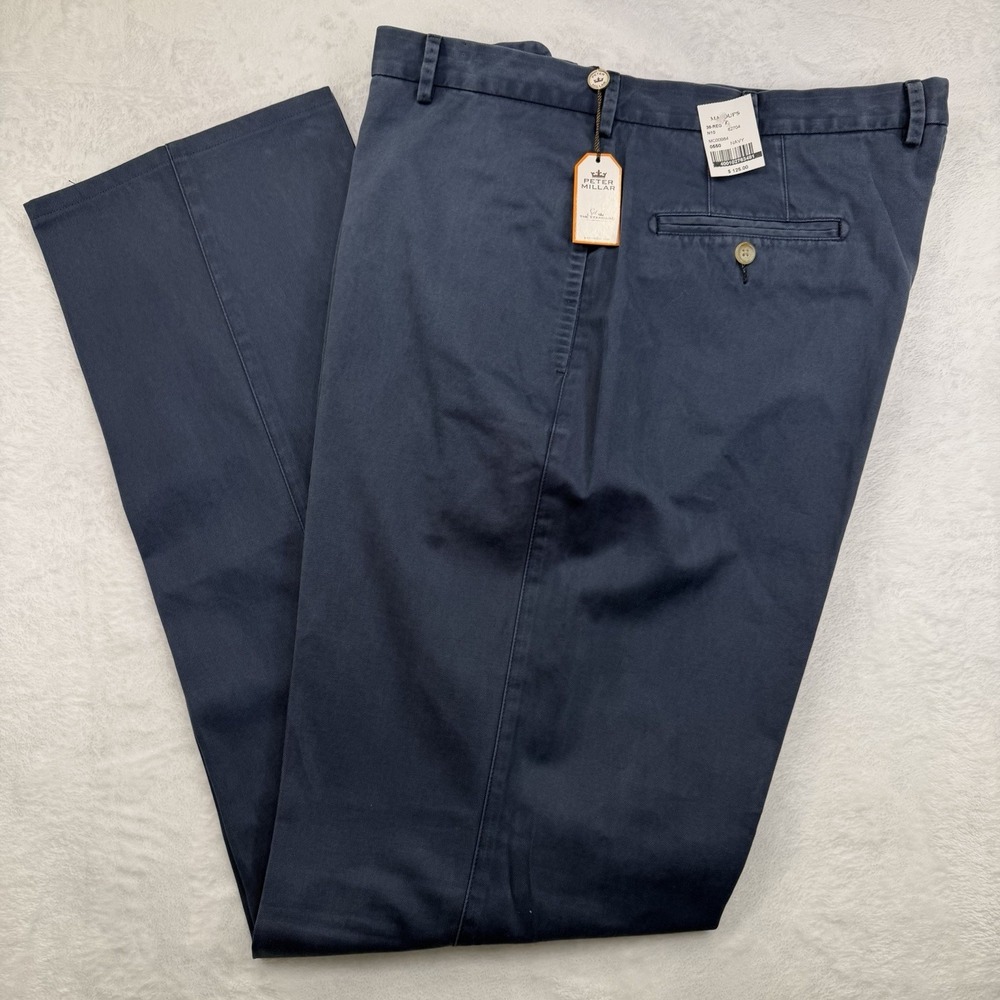 Peter Millar Raleigh Washed Twill Pima Cotton Blue Pants NWT $125 38x35